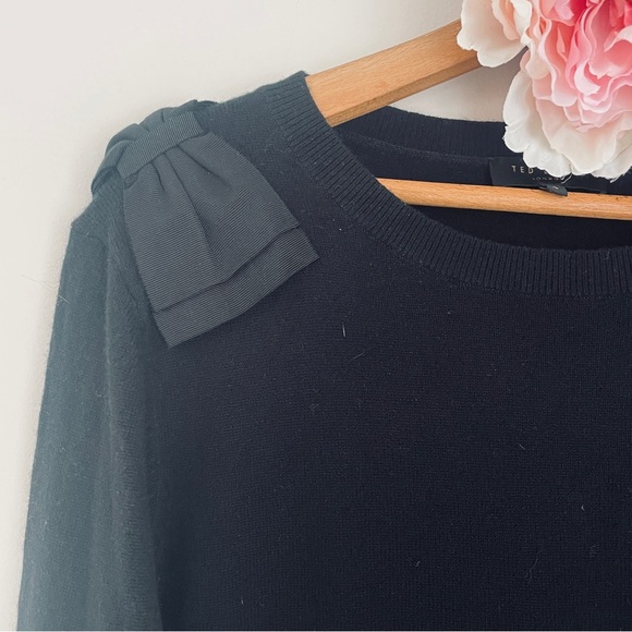 Ted Baker Black Sweater Bow Wool Cashmere Blend 4 - Picture 2 of 8